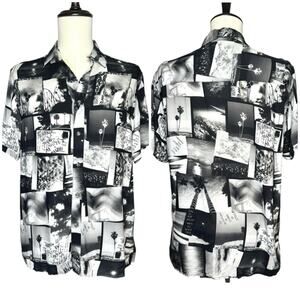 Topman | Men | Film Photograph Beach SS Camp Button Up Shirt | Size Medium